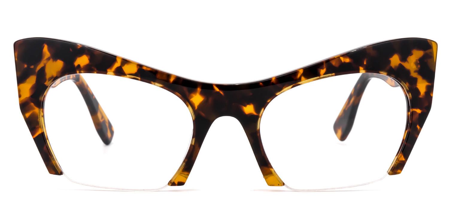 Kyle Cat Eye Yellow/Tortoise Eyeglasses | Vooglam Eyeglsses Angle View
