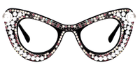 April - Glitter Black Cat Eye Glasses | Vooglam Angle View