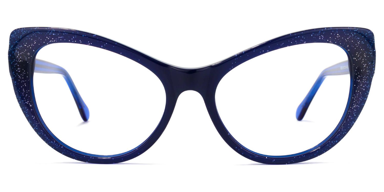 Cat Eye Dark/Blue Eyeglasses by Vooglam.com - Angle View