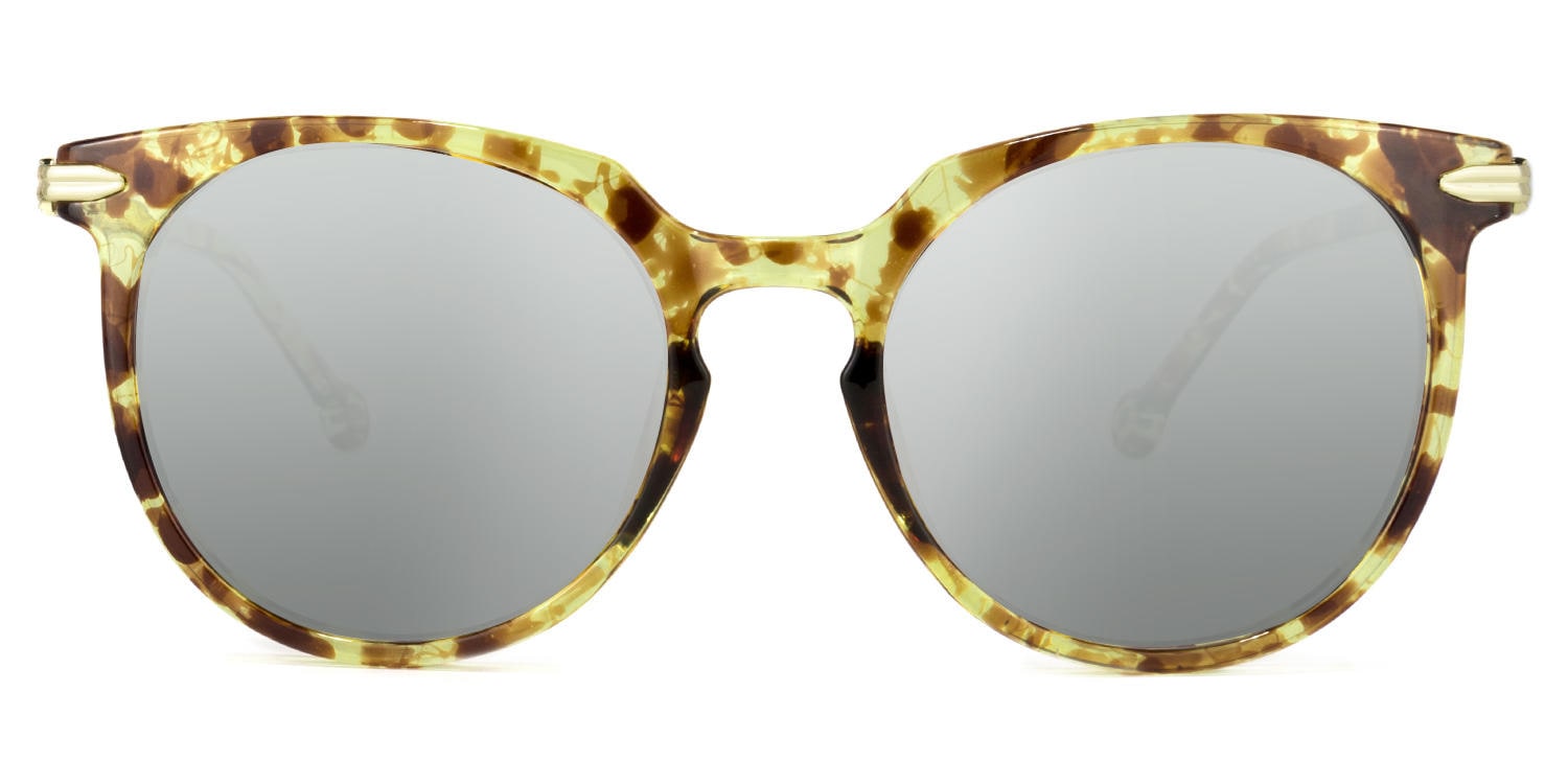 Abdon Round Yellow/Tortoise Sunglasses Vooglam