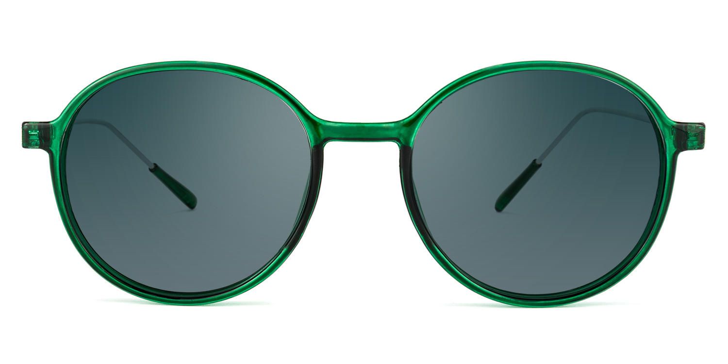 Round Dark/Green Sunglasses | Vooglam.com Angle View