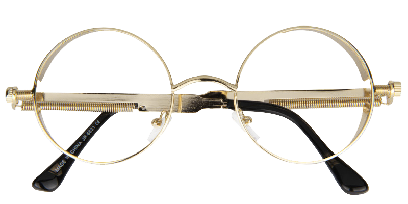 Hipster Classic Gold Round Eyeglasses  Front View