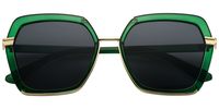Oversized Geometric Dark/Green Sunglasses│Vooglam Sunglasses Online Front View