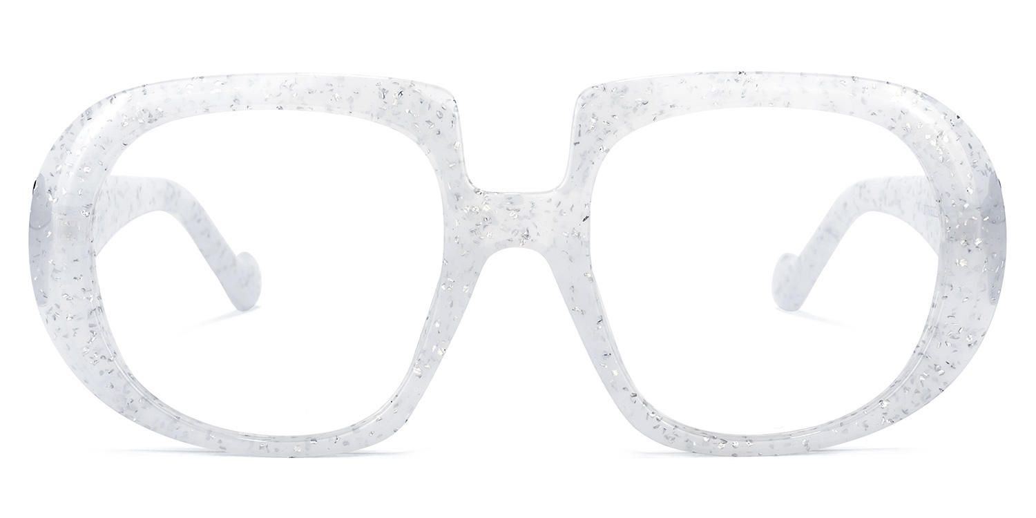Geometric White Eyeglasses | Vooglam.com Angle View