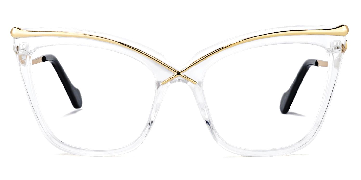 Cat Eye Crystal Eyeglasses | Vooglam.com Angle View