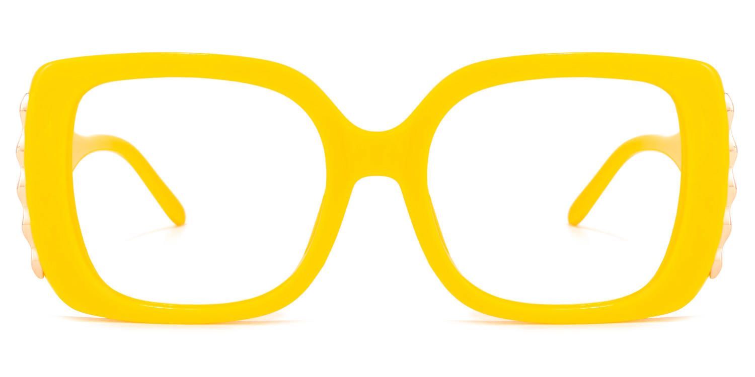 Square Yellow Eyeglasses | Vooglam.com Angle View