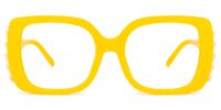 Square Yellow Eyeglasses | Vooglam.com Angle View