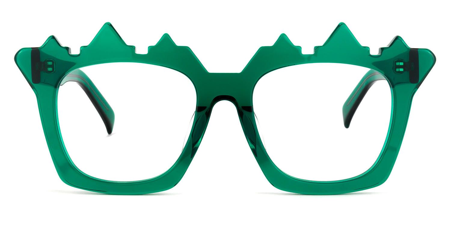 Geometric Dark/Green Eyeglasses | Vooglam.com Angle View