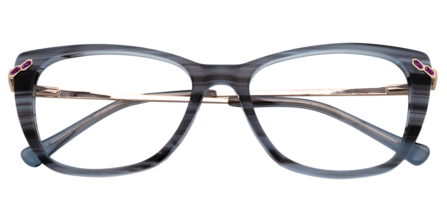 Monica Rectangle Blue/Floral Eyeglasses - 1