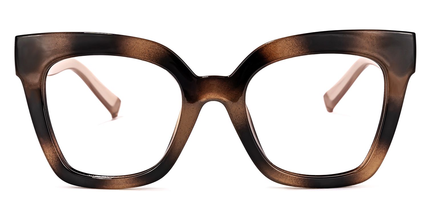 Naila - Bold Square Tortoise Pattern Eyeglasses │ Vooglam - Angle View