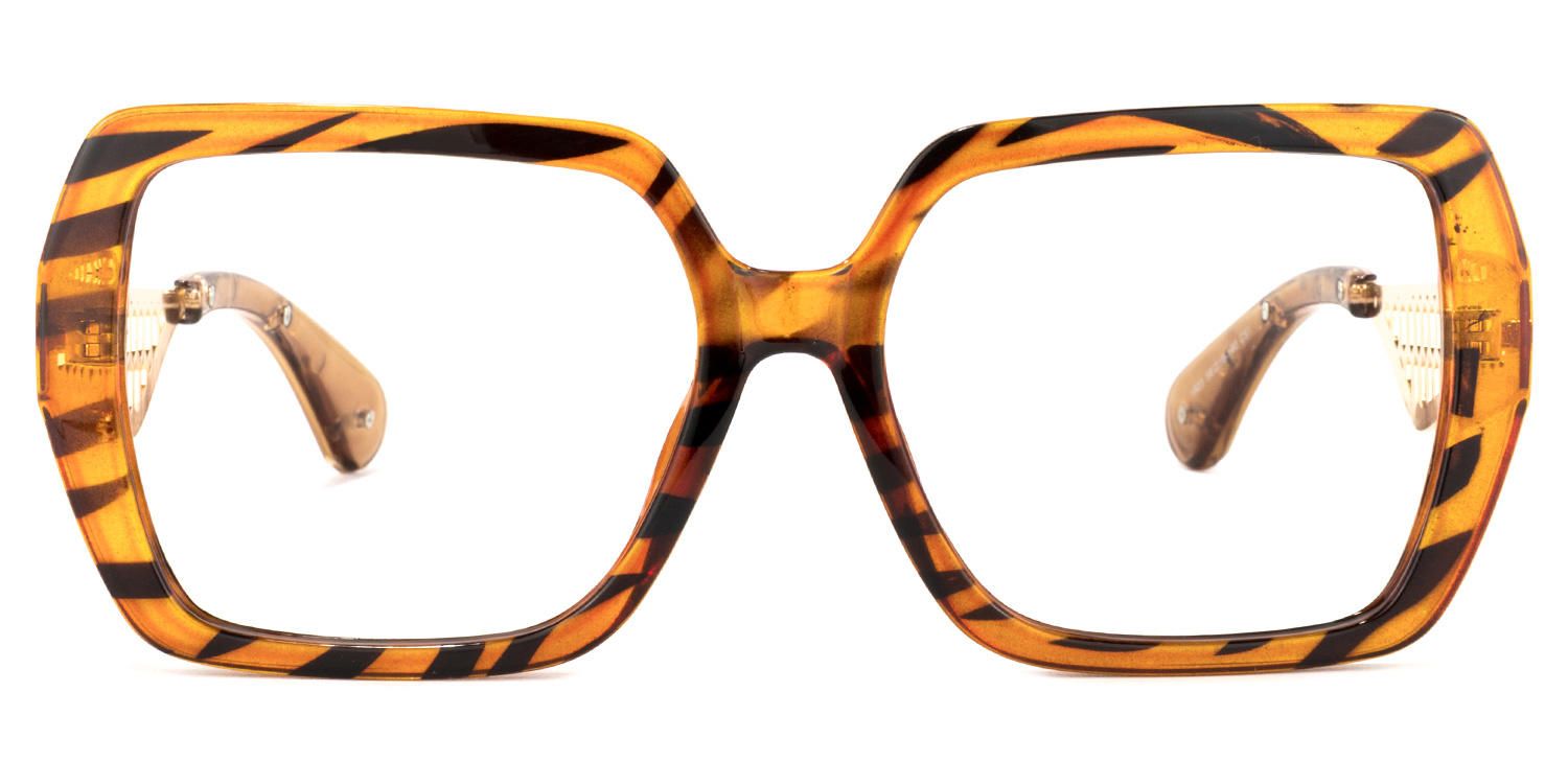 Square Tiger/Pattern Eyeglasses | Vooglam.com Angle View