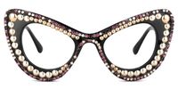 April - Glitter Black/Gold Cat Eye Glasses | Vooglam Angle View