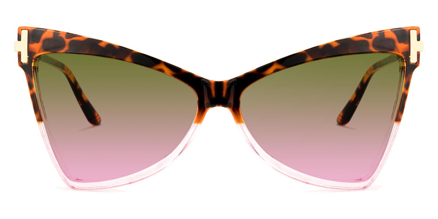 Geometric Tortoise/Pink Sunglasses | Vooglam.com Angle View