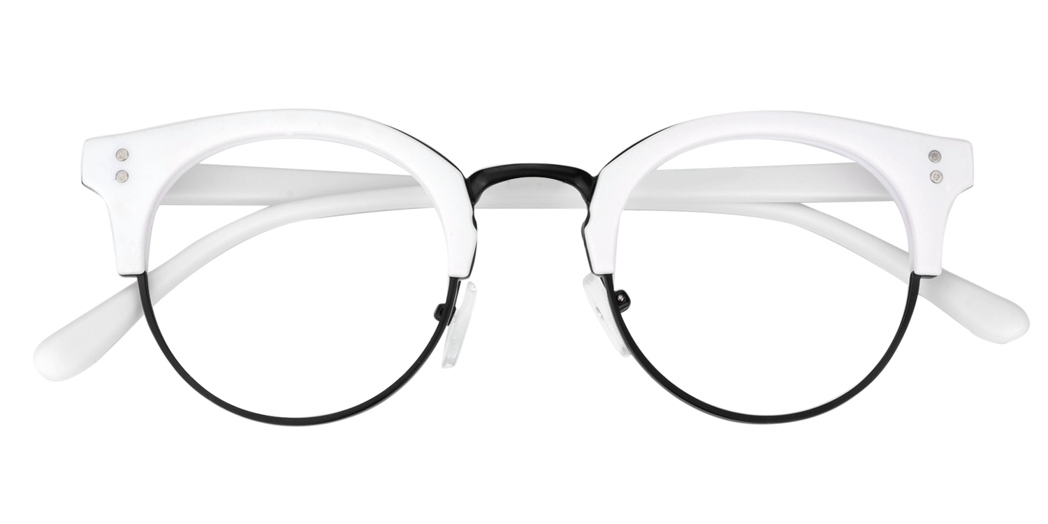 Browline White Eyeglasses | Vooglam.com Front View