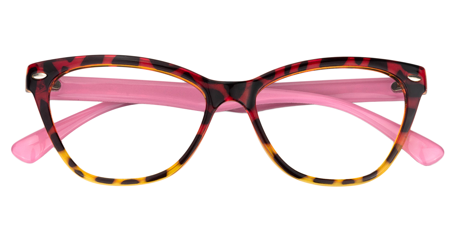 Rectangle Red/Floral Eyeglasses | Vooglam.com Front View