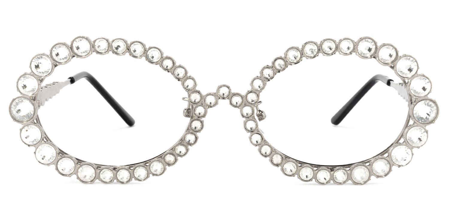 Ingra - Chic Retro-Inspired Glasses with Rhinestones | Vooglam Angle View