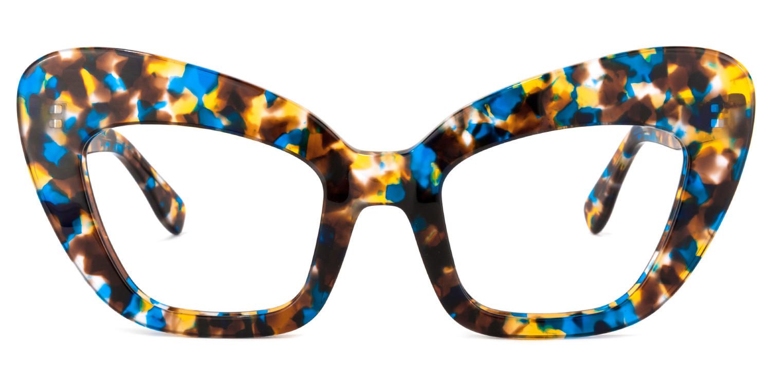 Zuzanna - Cat Eye Blue/Orange Eyeglasses | Vooglam Angle View