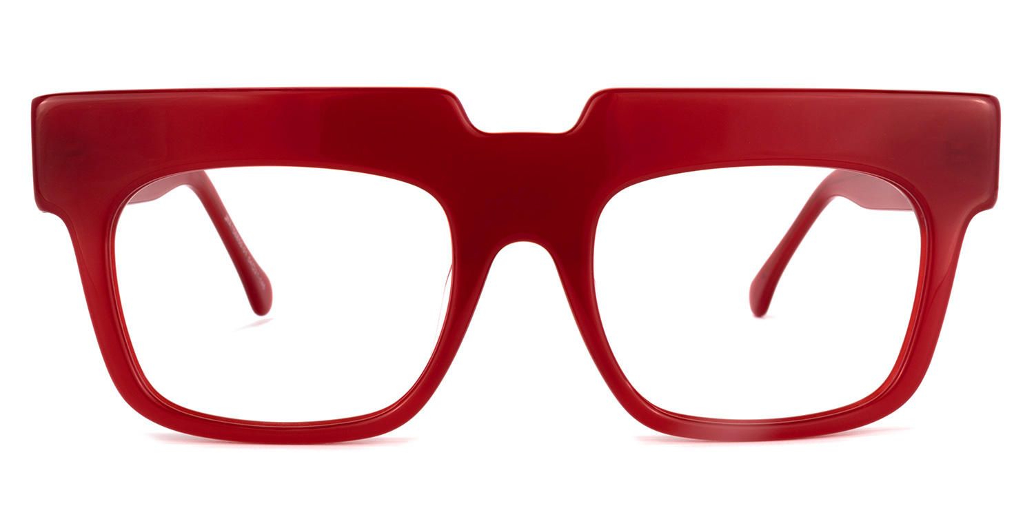 Rectangle Red Eyeglasses | Vooglam.com Angle View