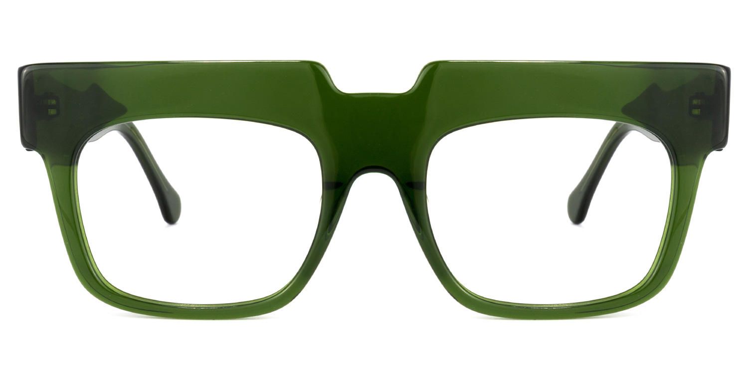 Rectangle Dark/Green Eyeglasses | Vooglam.com Angle View
