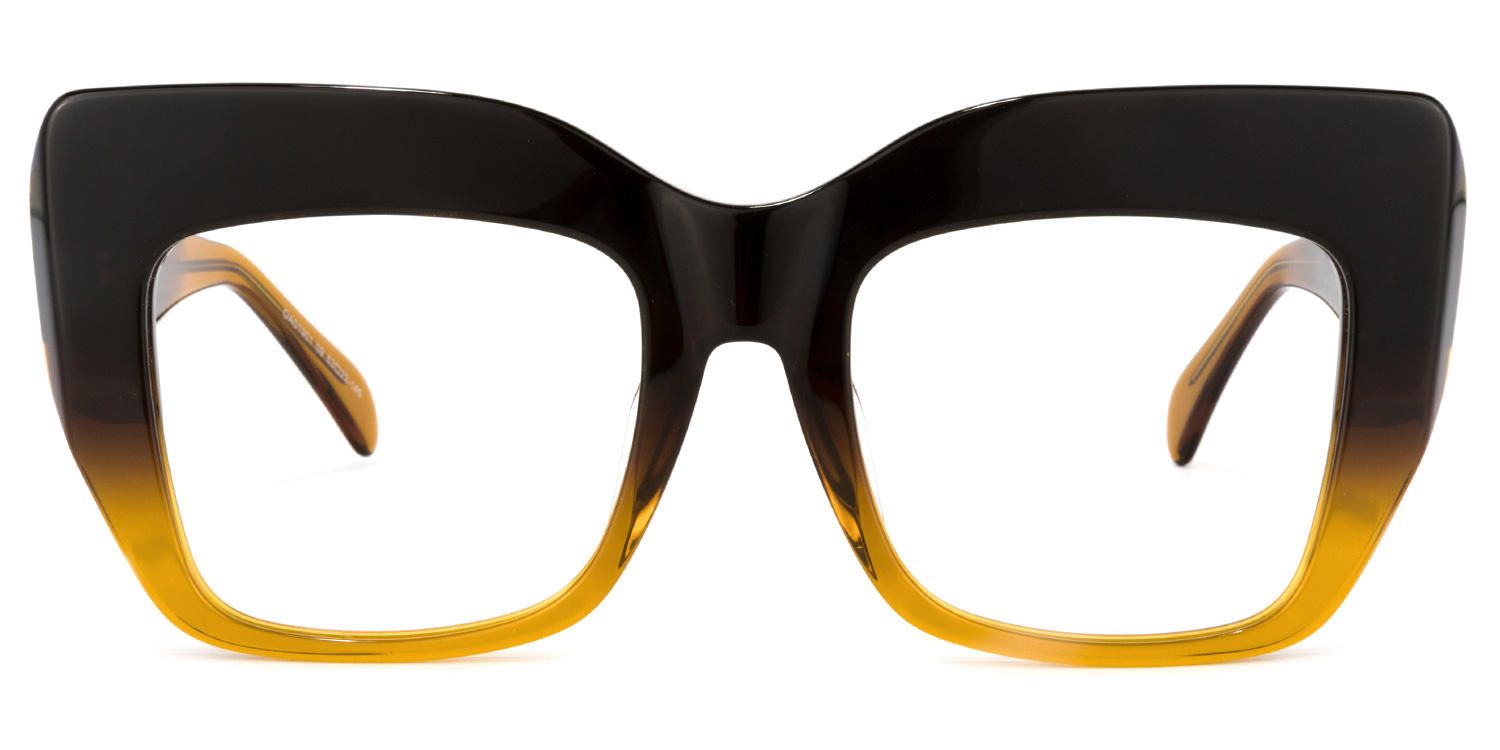 Square Brown Eyeglasses | Vooglam.com Angle View