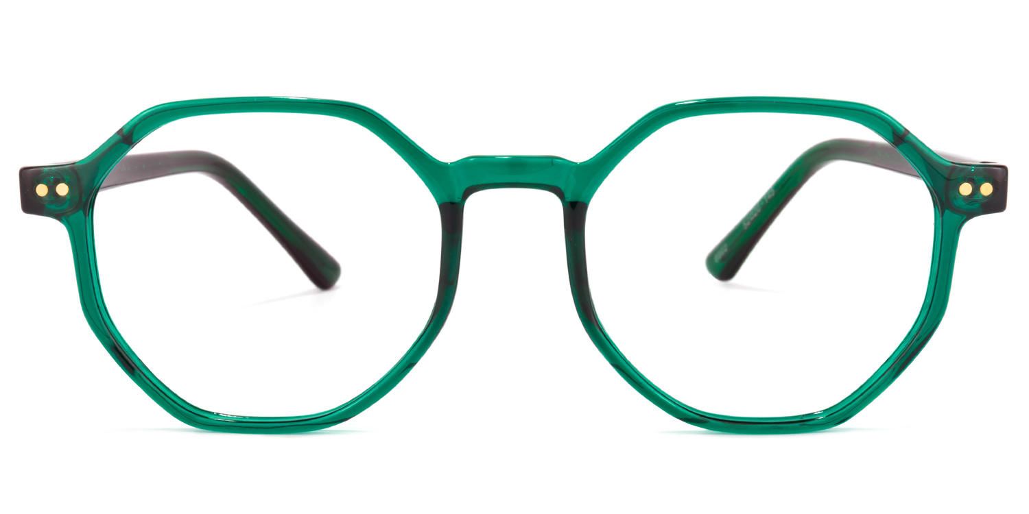 Adela - Geometric Green Eyeglasses - 1