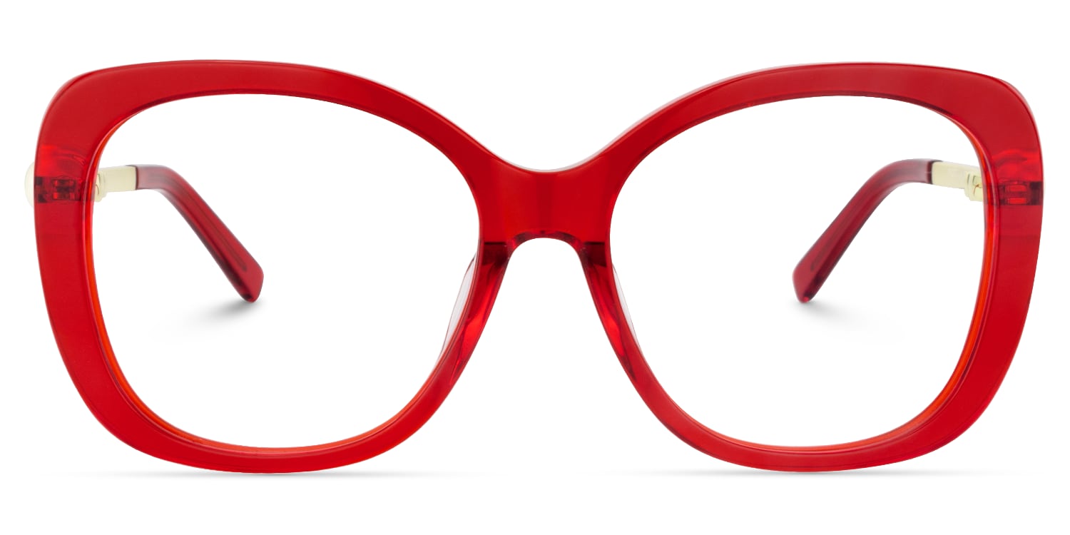 Melissa - Rectangle Red Eyeglasses - 1