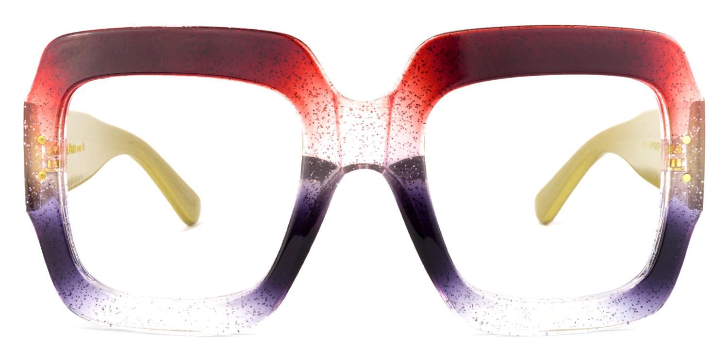 Square Wine/Red Eyeglasses by Vooglam.com - Angle View
