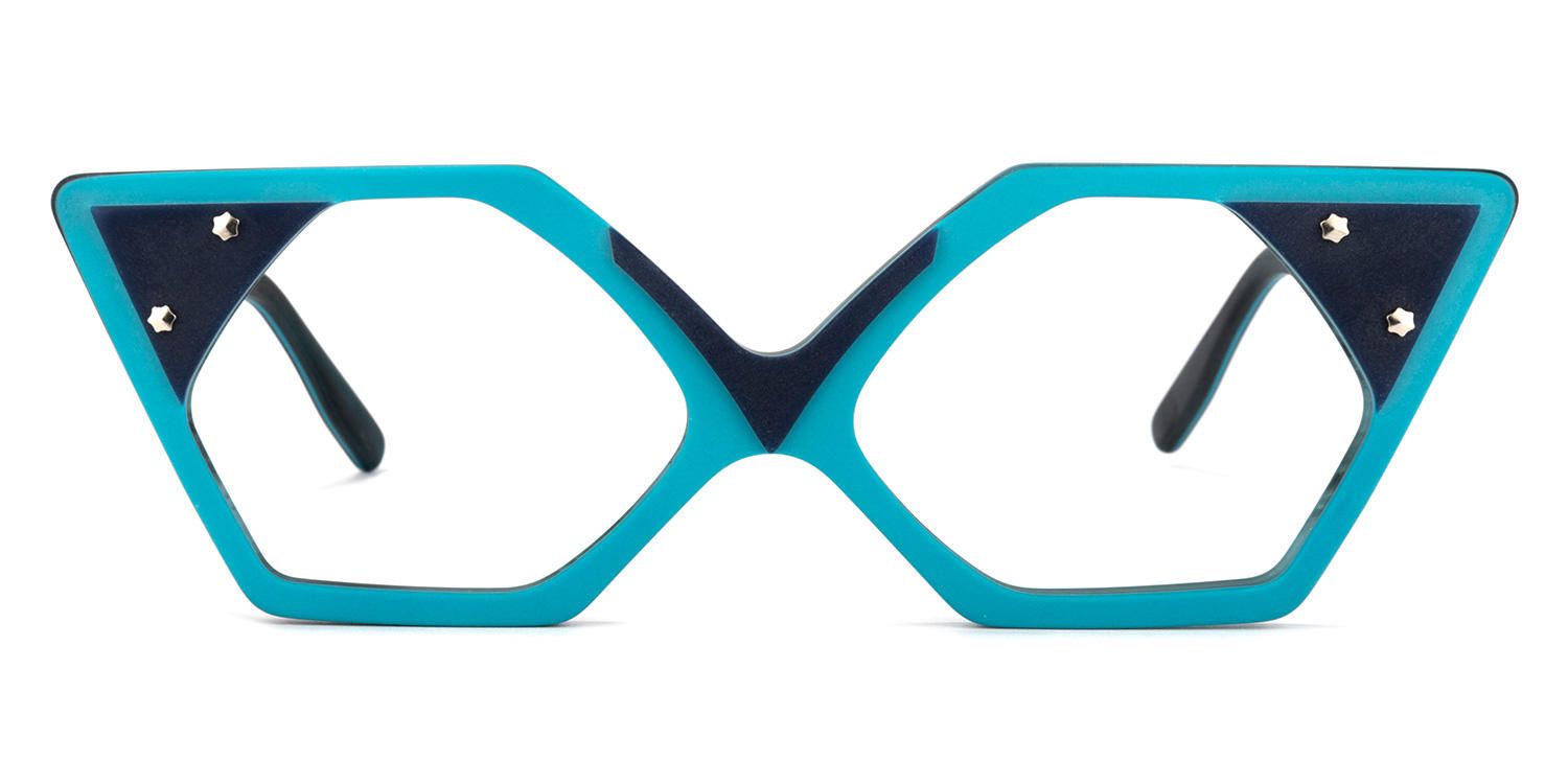 Geometric Peacock/Blue Eyeglasses | Vooglam.com Angle View