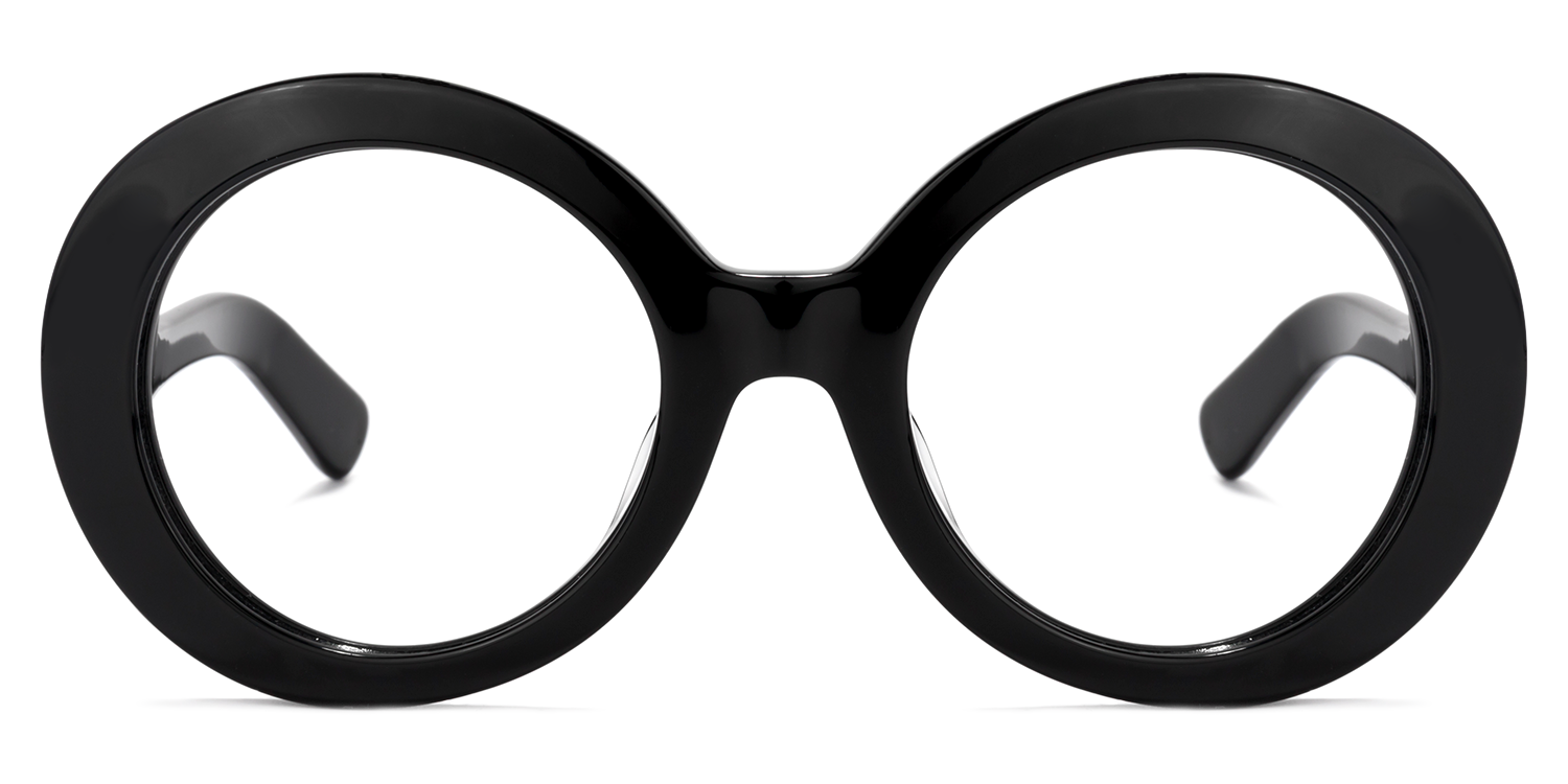 Round Black Eyeglasses by Vooglam.com - Angle View