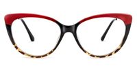 Trudie - Cat-Eye Red & Black Plastic Glasses | Vooglam Angle View