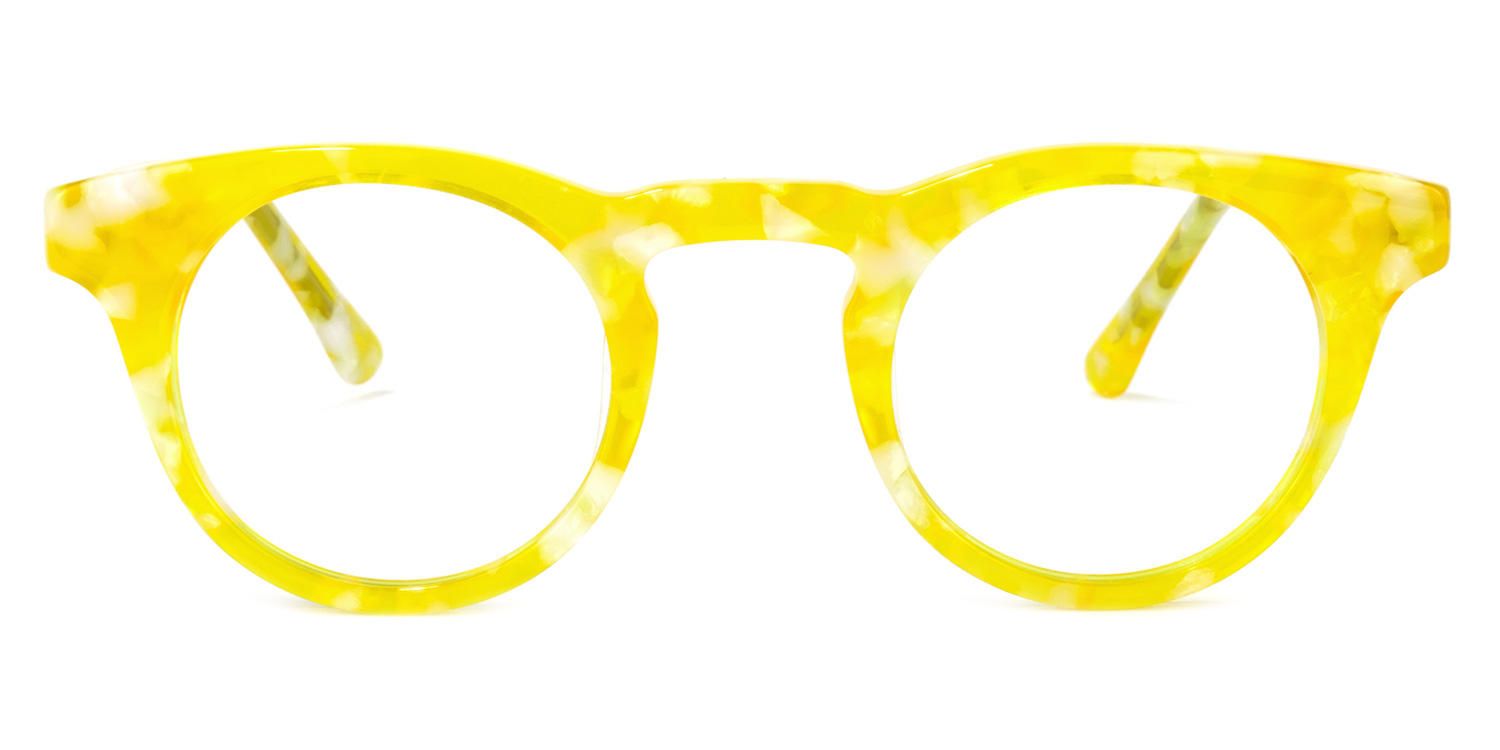 Round Yellow Eyeglasses | Vooglam.com Angle View