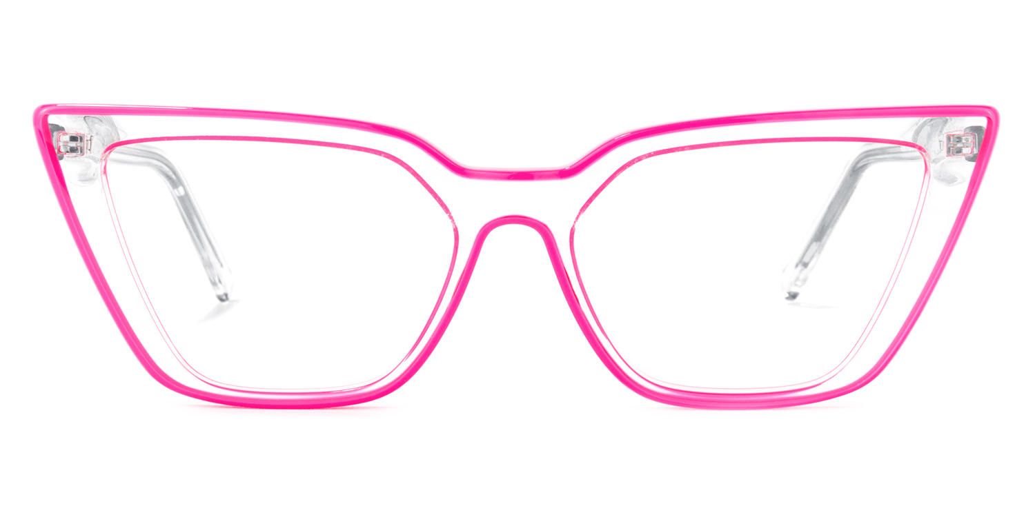 Lyuba - Trendy Neon Pink Glasses Geometrical Lines | Vooglam Angle View