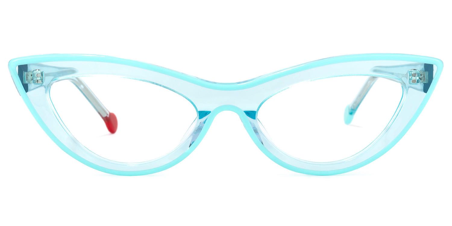 Cat Eye Light/Blue Eyeglasses | Vooglam.com Angle View