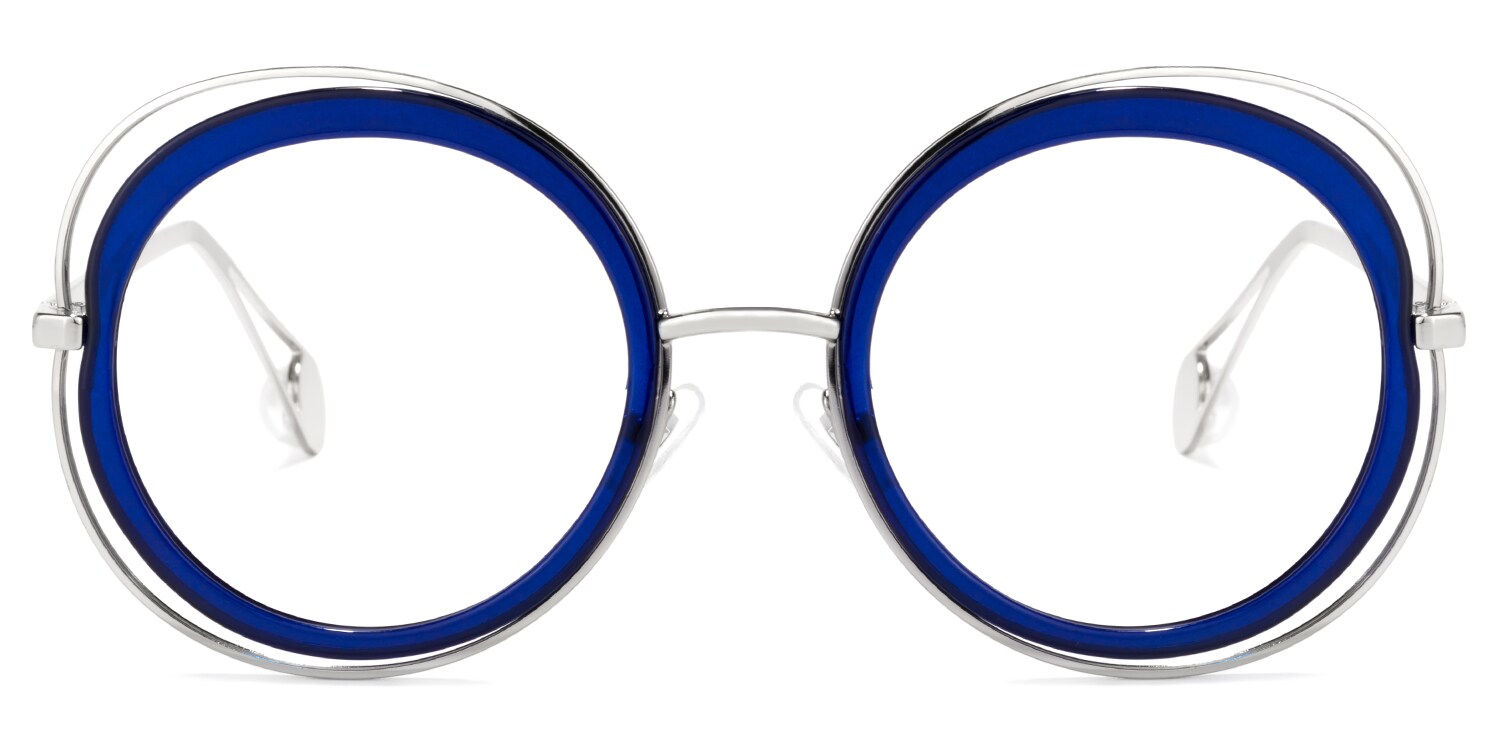 Janine - Round Blue Eyeglasses - 1