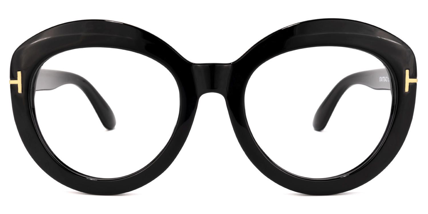 Round Black Eyeglasses by Vooglam.com - Angle View