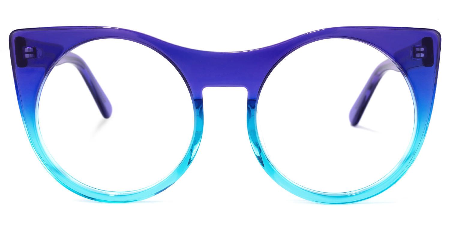Round Blue Eyeglasses | Vooglam.com Angle View