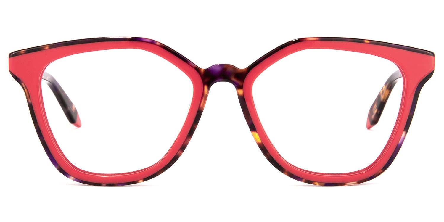 Nelly Square Red Eyeglasses Vooglam