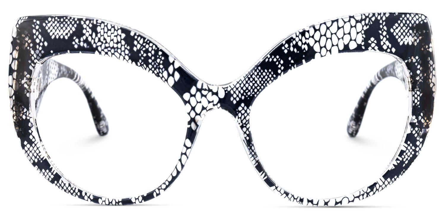 Lace Cat Eye Snake Print Eyeglasses - Angle View