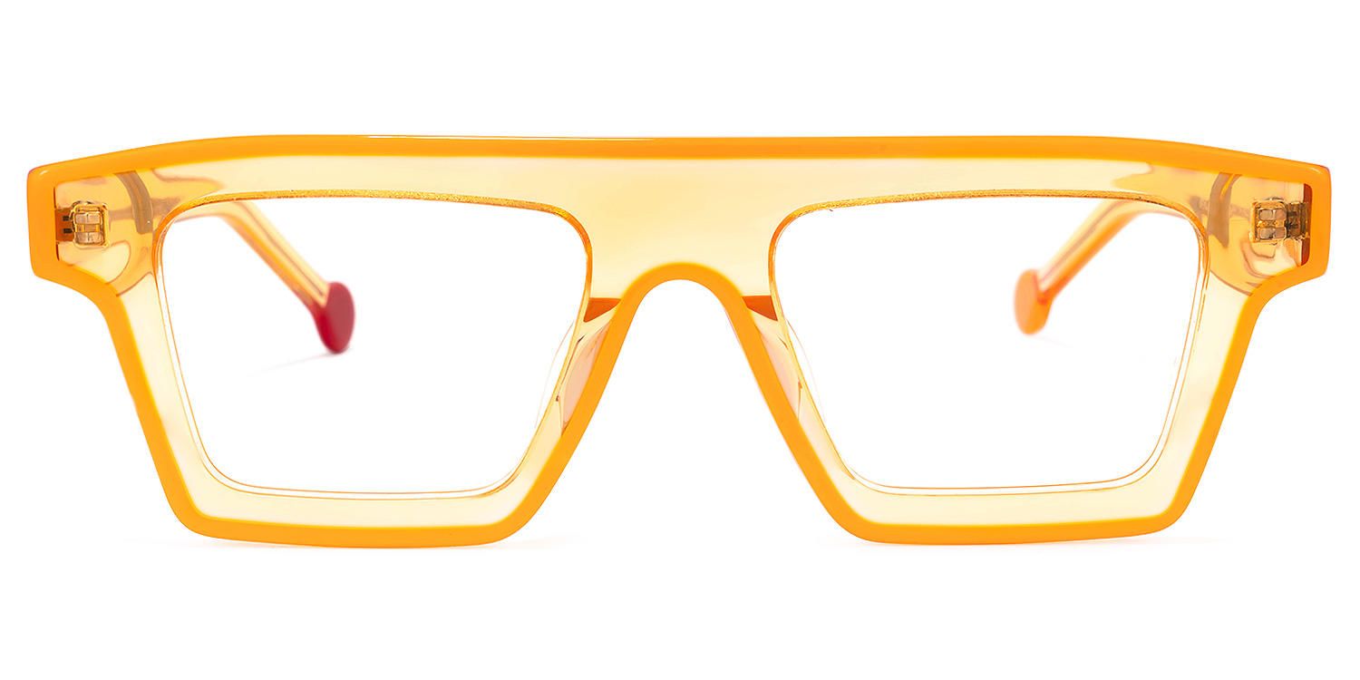 Rectangle Orange Eyeglasses by Vooglam.com - Angle View