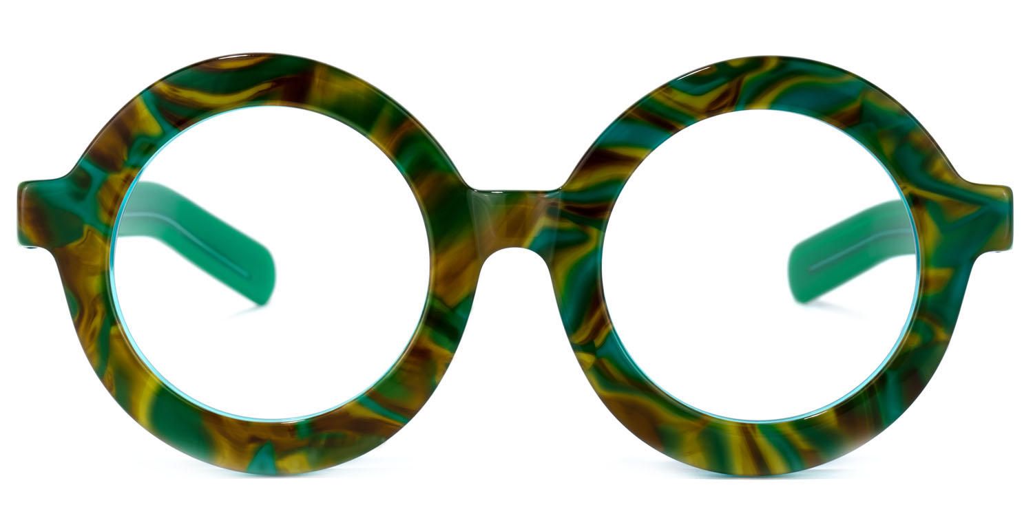 Almon - Round Green Eyeglasses | Vooglam Angle View