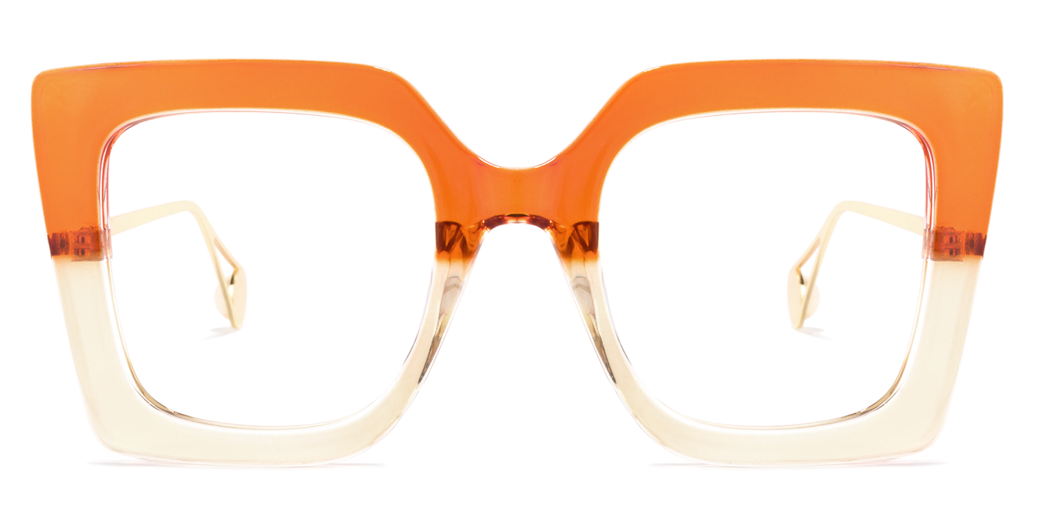 Square Orange Eyeglasses | Vooglam.com Angle View