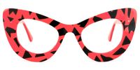 Cat Eye Red/Leopard Eyeglasses | Vooglam.com Angle View