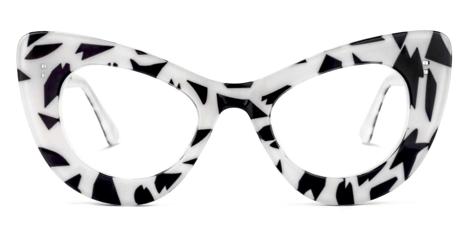Cat Eye White/Black Eyeglasses | Vooglam.com Angle View