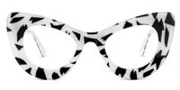 Cat Eye White/Black Eyeglasses | Vooglam.com Angle View