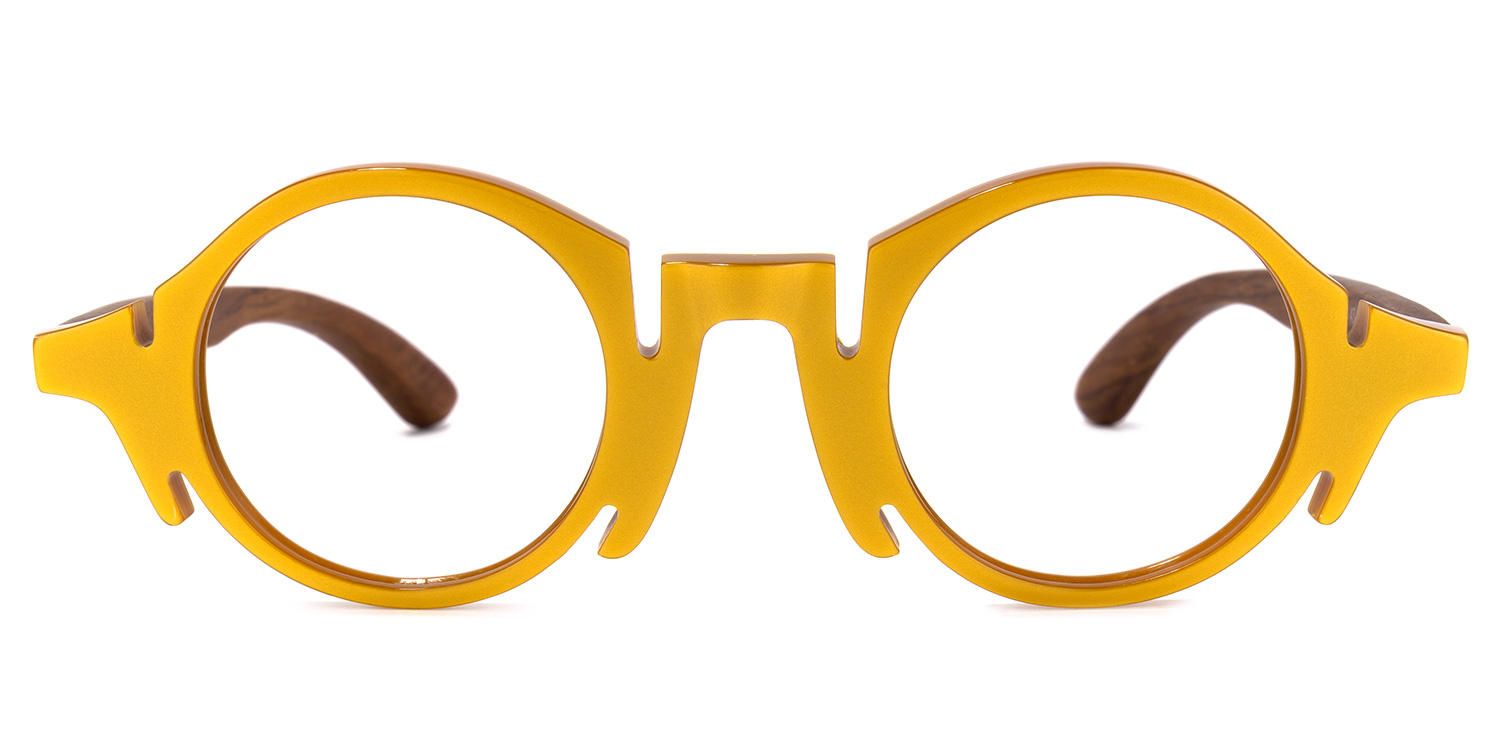Shelley - Round Yellow Eyeglasses | Vooglam Angle View