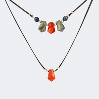 Trendy Geometric Layered Necklace | Vooglam.com Angle View