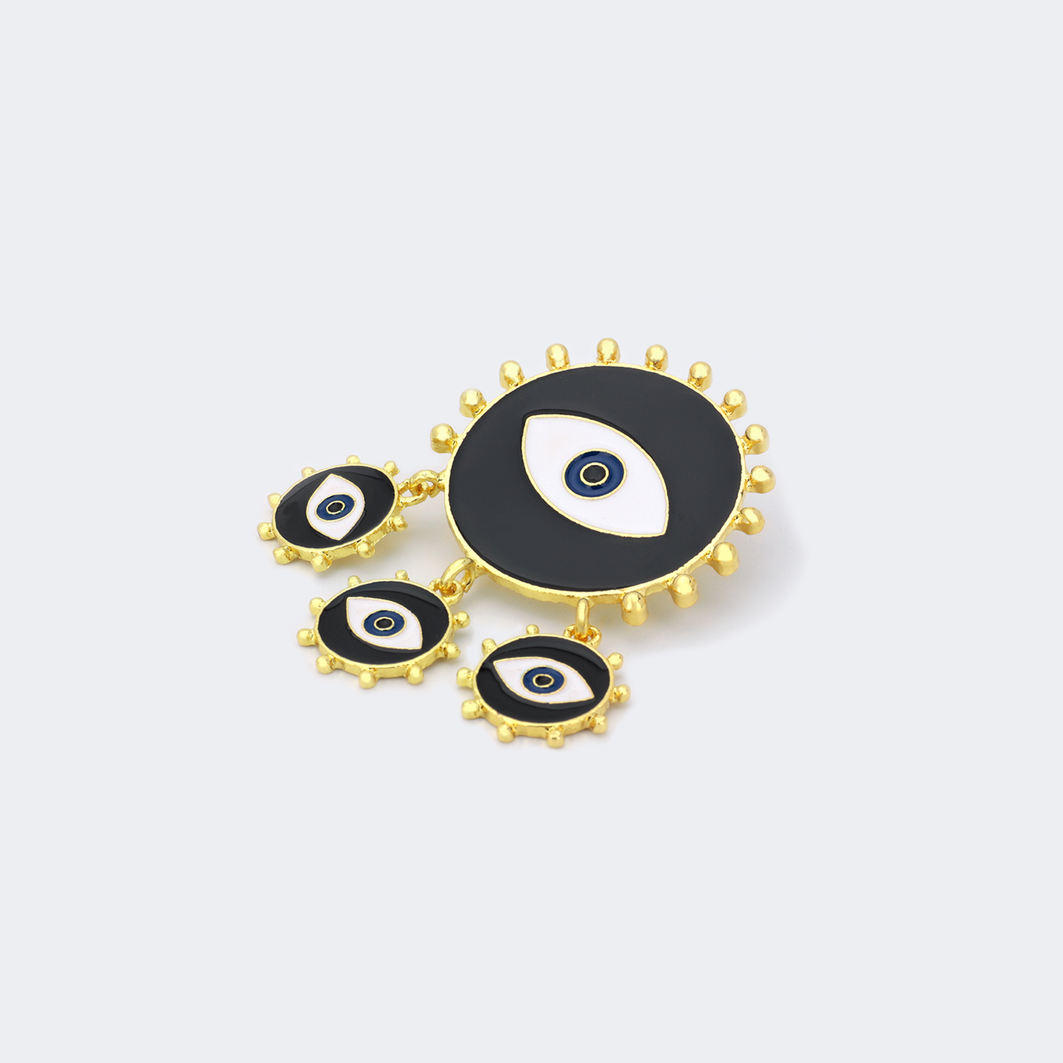 Evil Eye Black Pierced Earrings by Vooglam.com - Side View