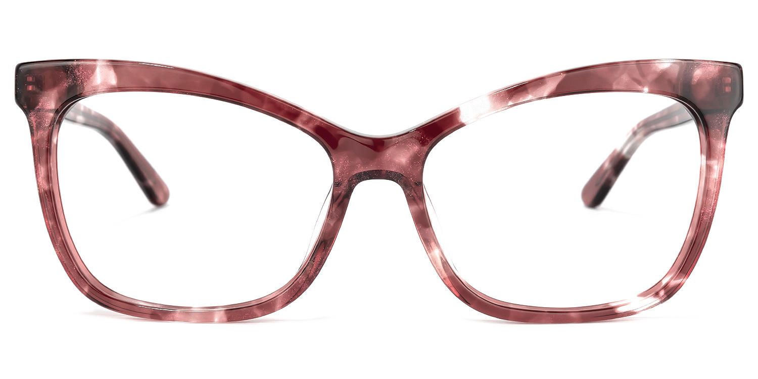 Cat Eye Light/Maroon Eyeglasses | Vooglam.com Angle View