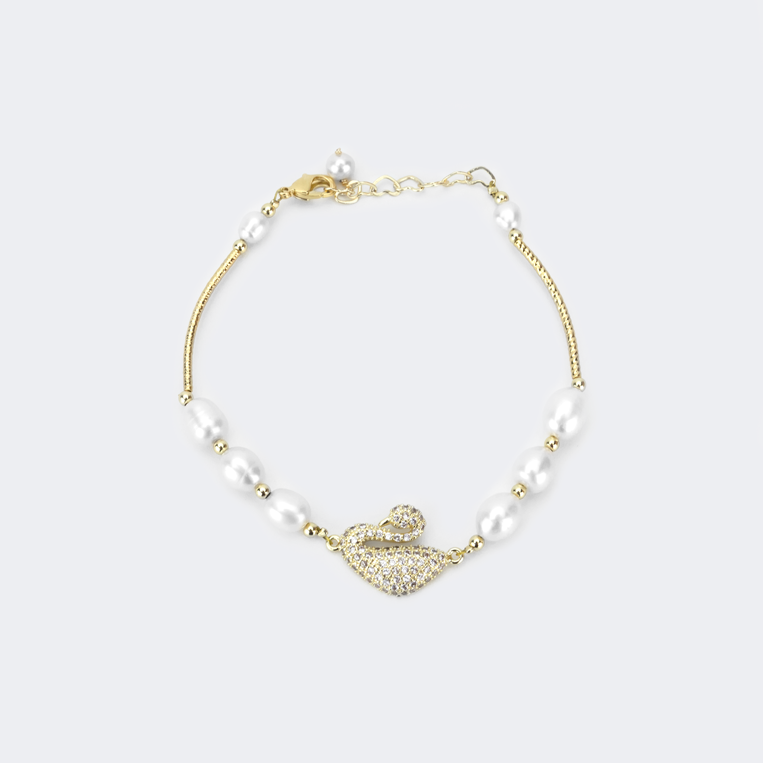Handpicked Shiny Swan Bracelet by Vooglam.com - Front View