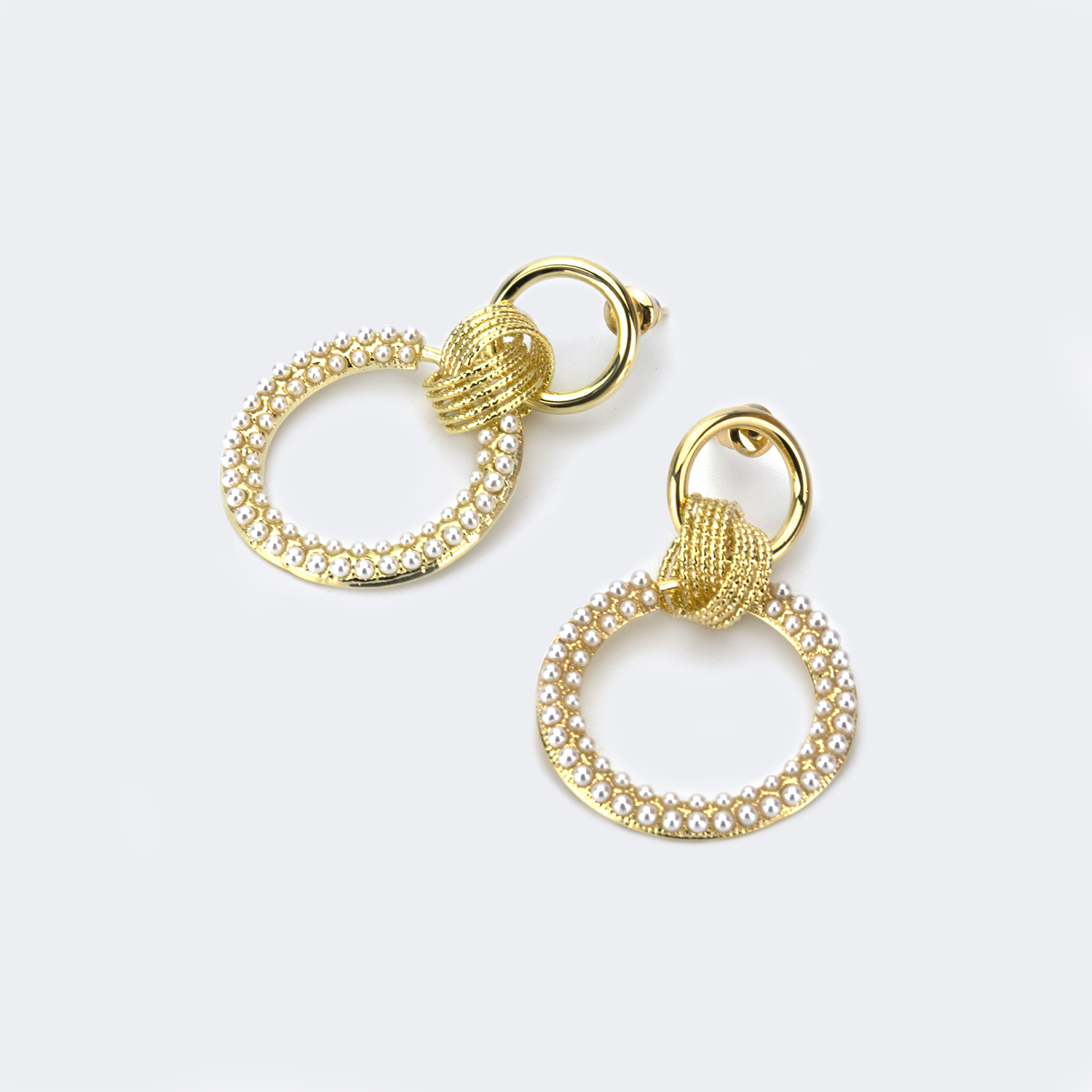 High Polished Pierced Earrings | Vooglam.com Angle View